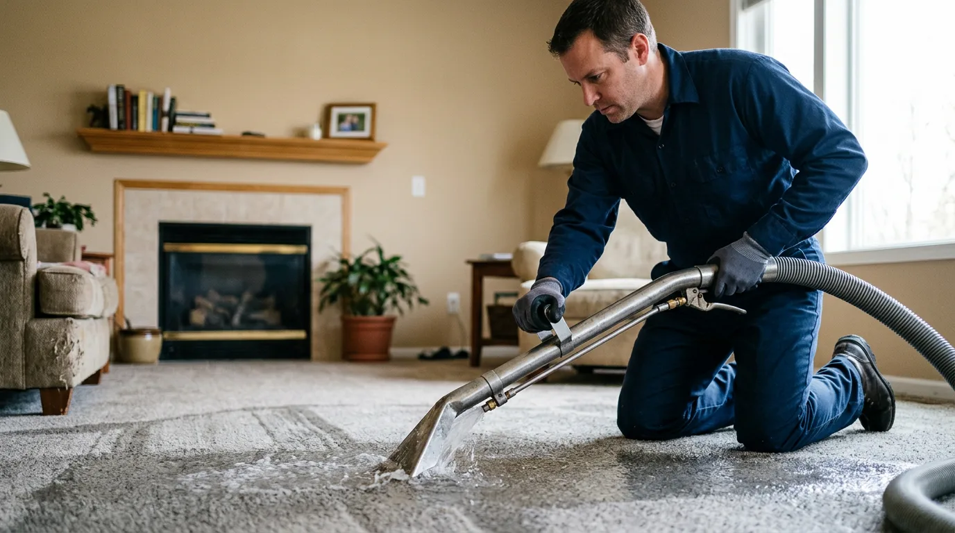 Water damage restoration technician working near Woonsocket, SD